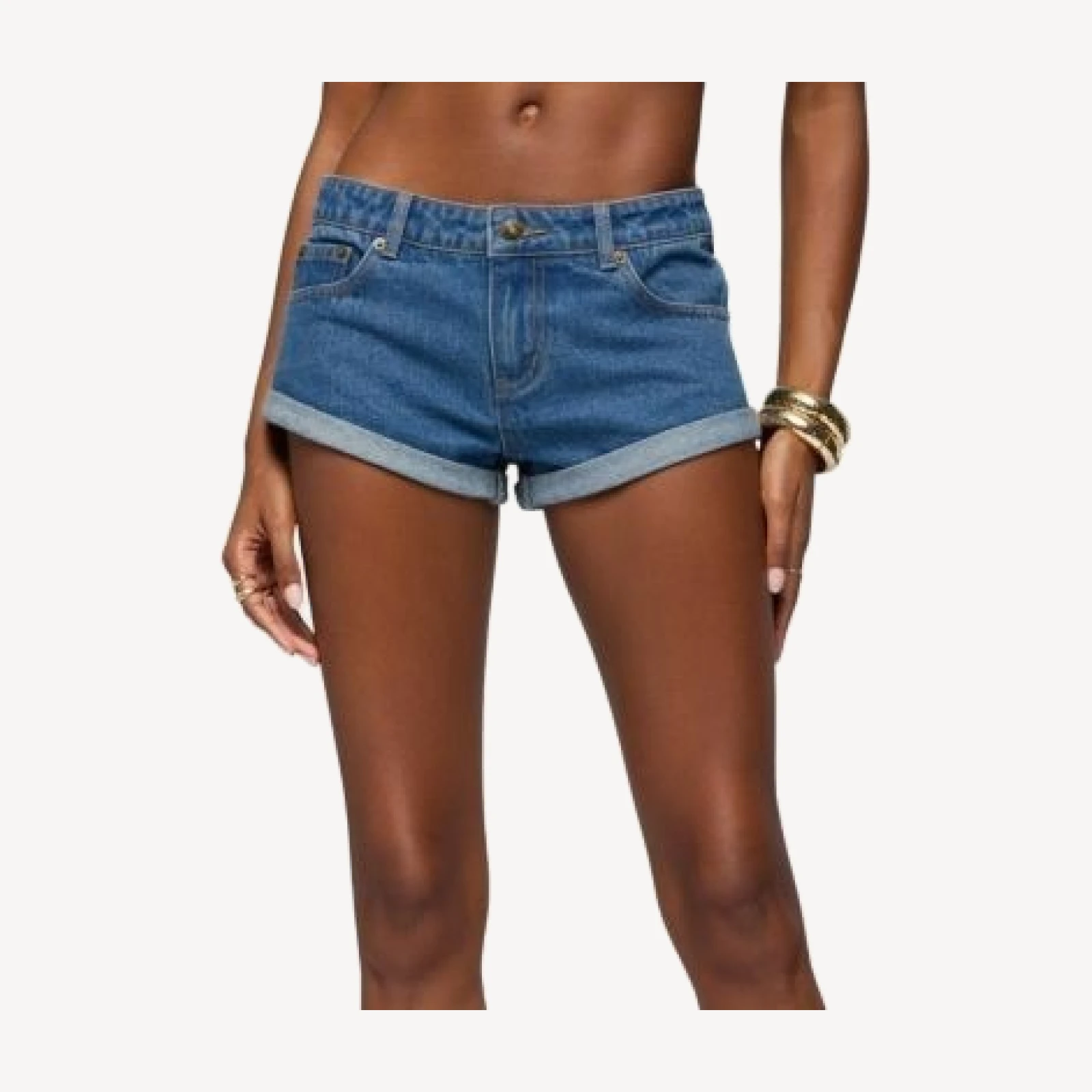 Edikted Cuffed Low Rise Denim Shorts