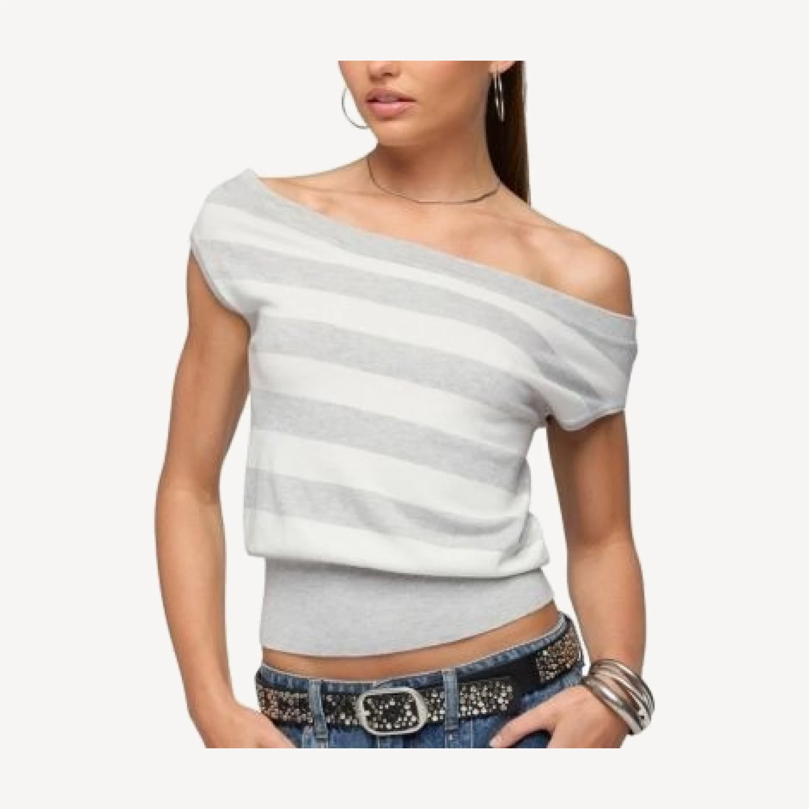 Edikted Hettie Off Shoulder Striped Knit Top
