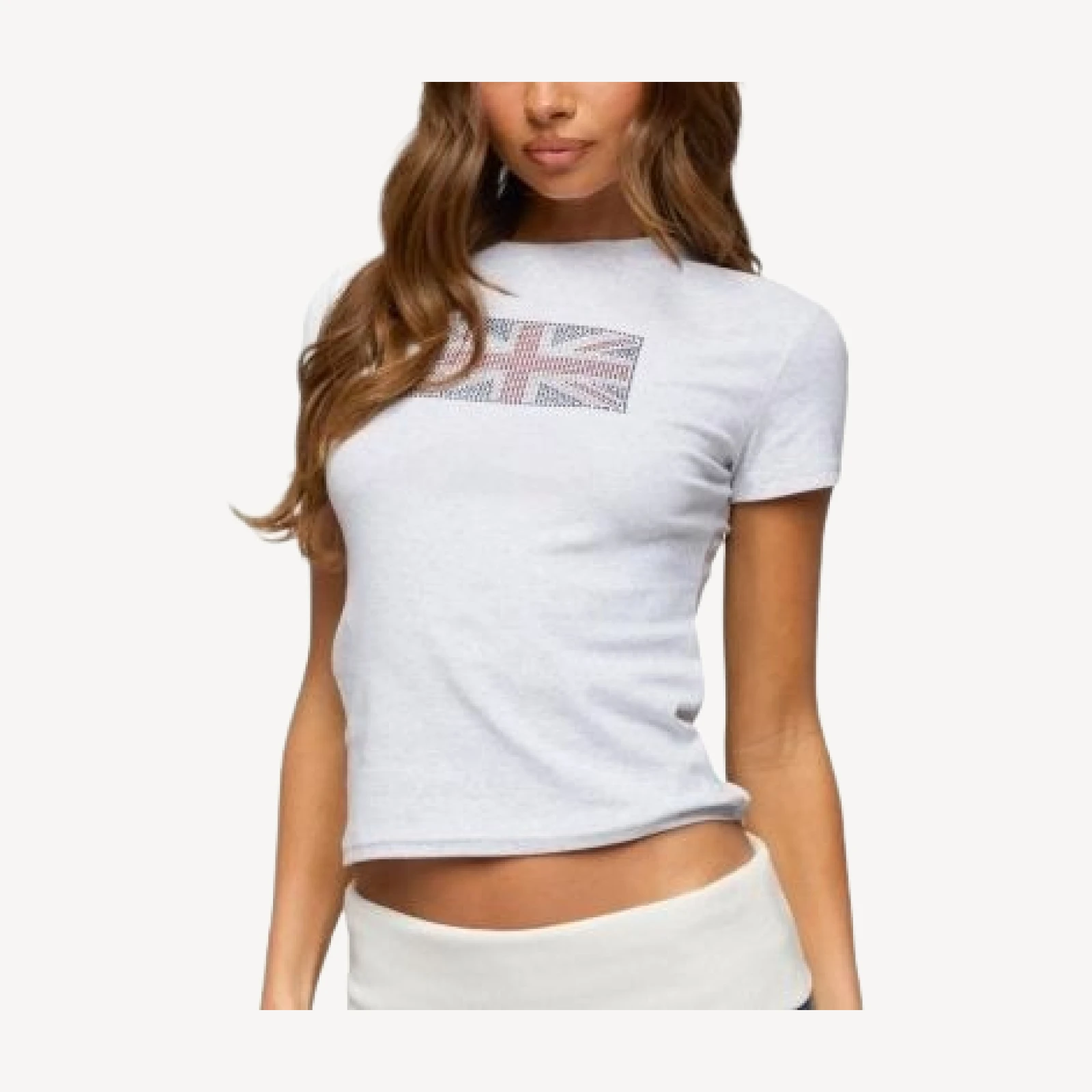 Edikted Uk Girl Rhinestone T Shirt