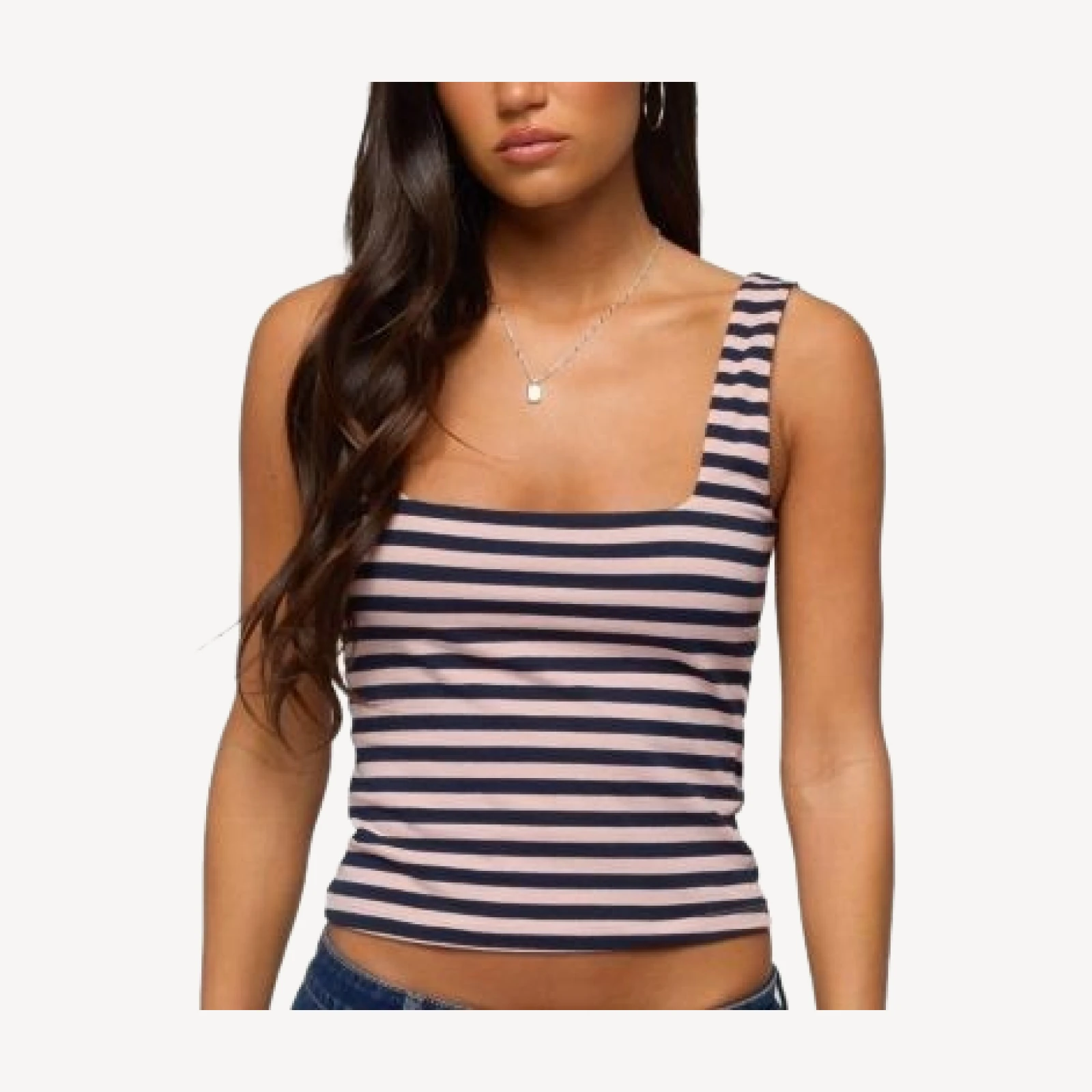 Edikted Striped Built In Bra Tank Top