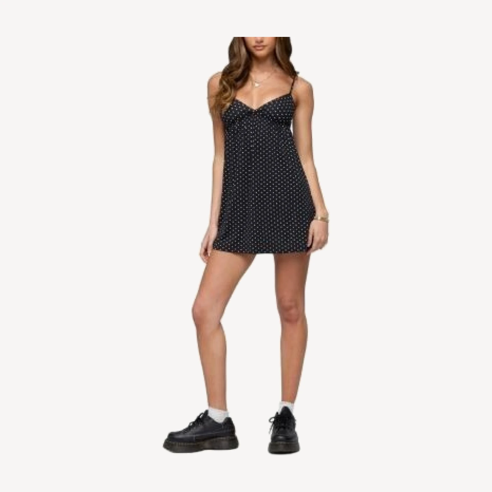 Edikted Reigna Lacey Polka Dot Mini Dress