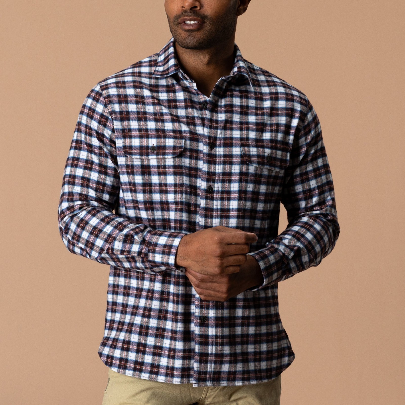 Performance Flannel Sport Shirt - Brite Plaid - Chocolate Plum