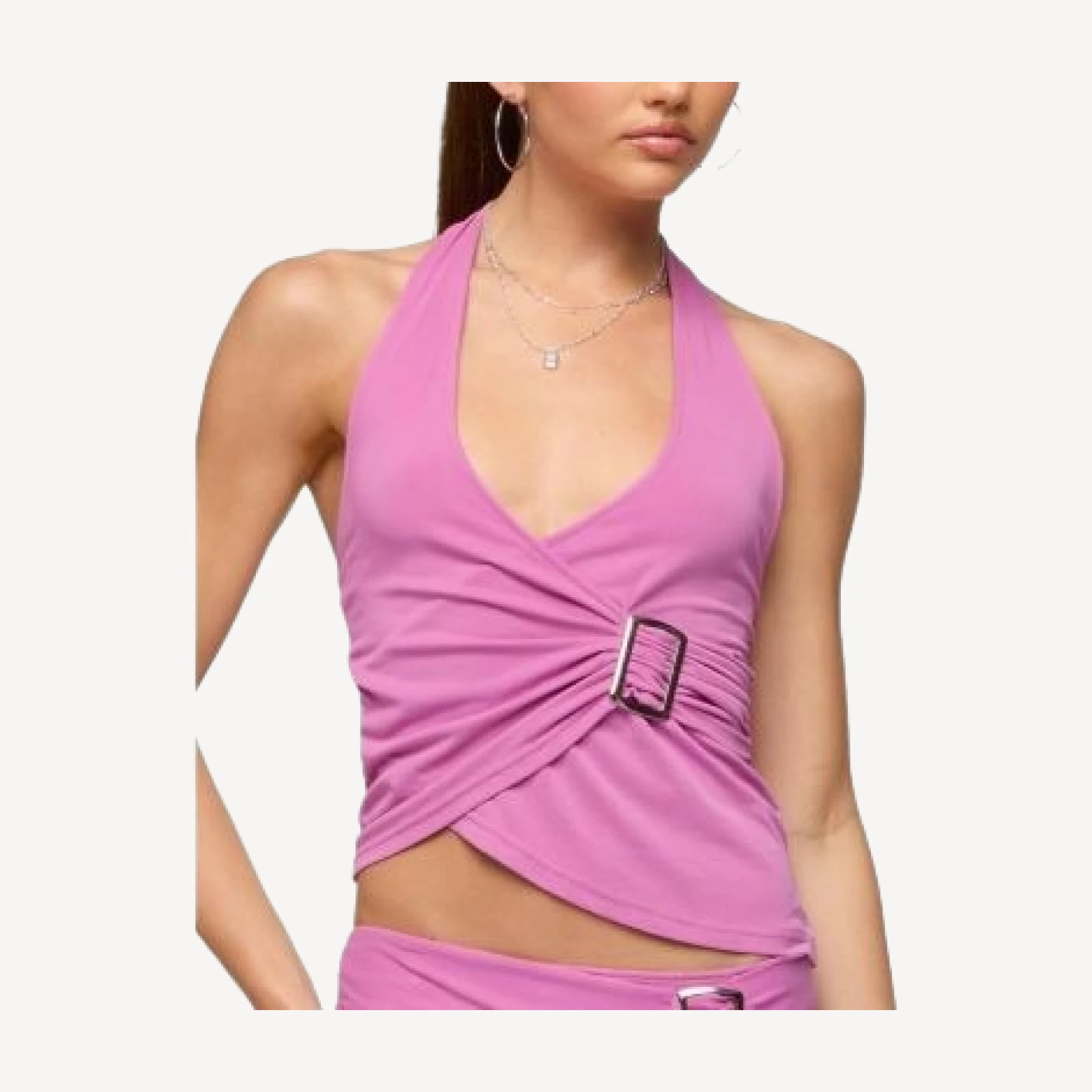 Edikted Fiori Buckle Asymmetric Wrap Top