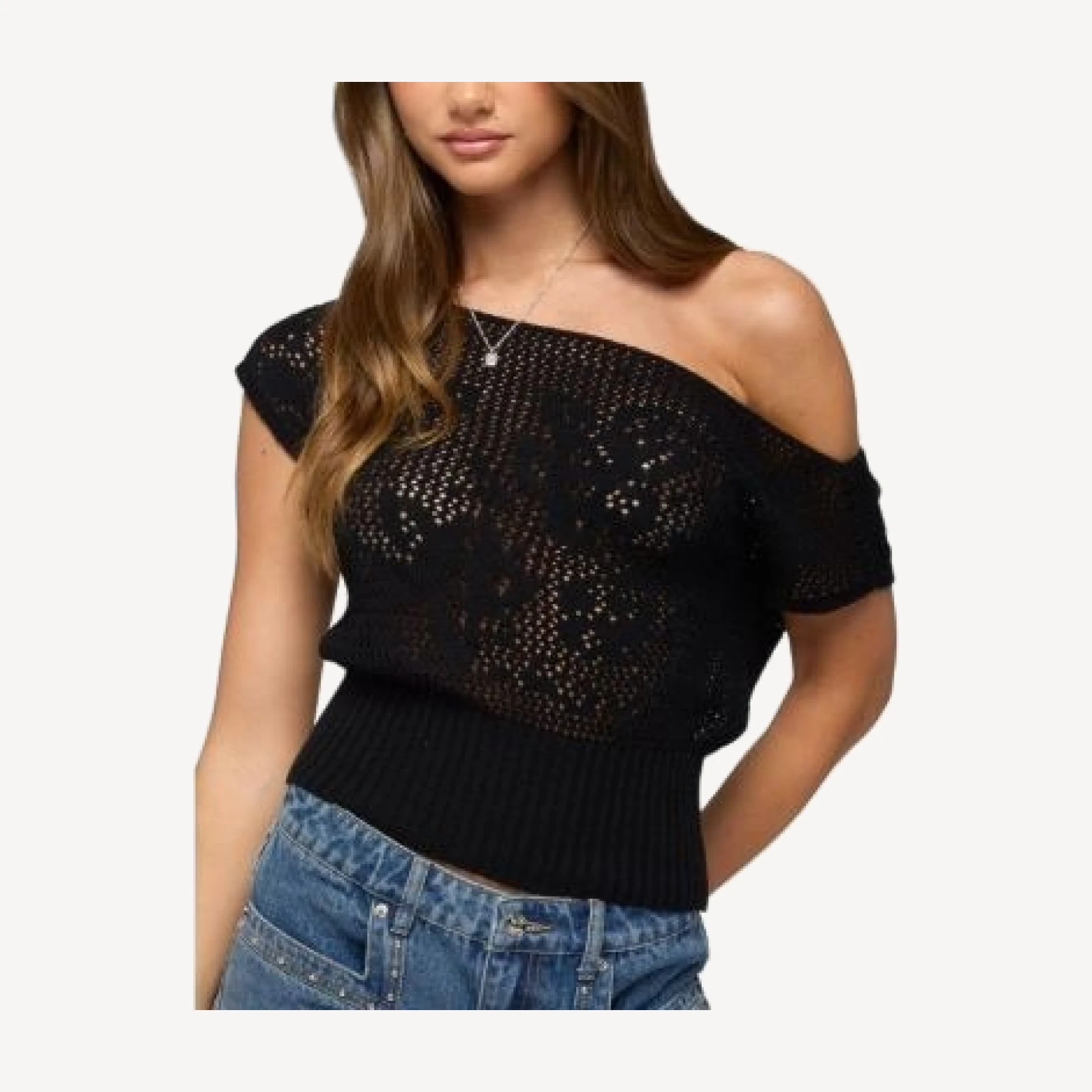 Edikted Cyra Floral Knit Off Shoulder Top