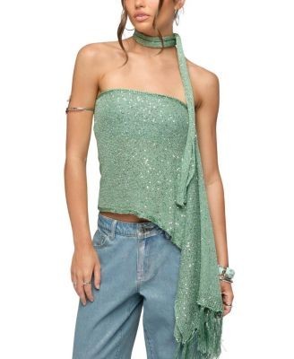 Edikted Two Piece Sequin Knit Scarf Top