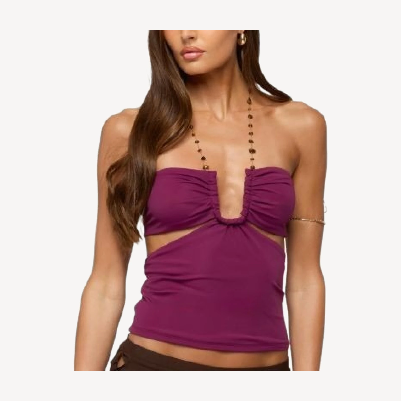 Edikted Delyth Stone Chain Cutout Top