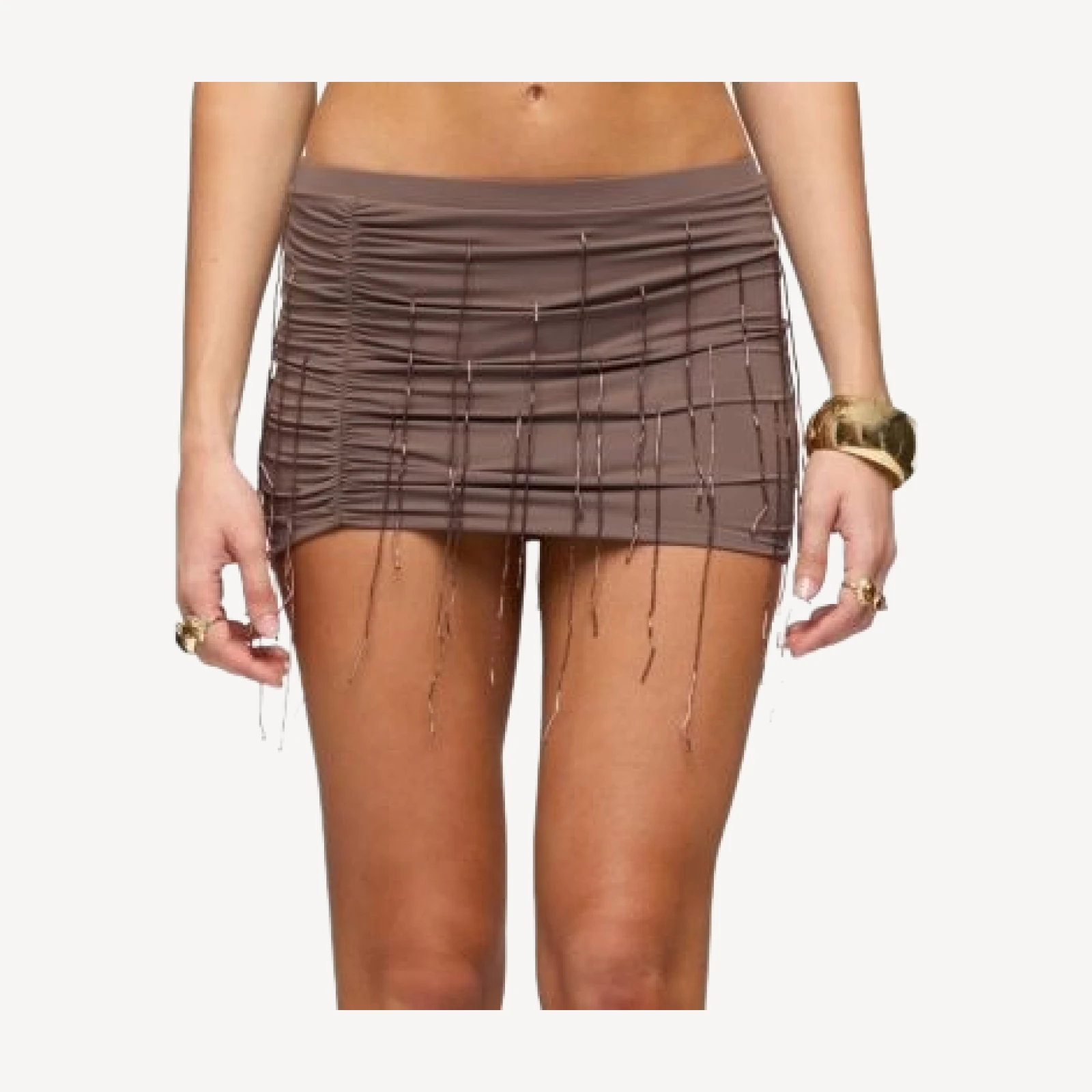 Edikted Cheryl Beaded Fringe Mini Skirt