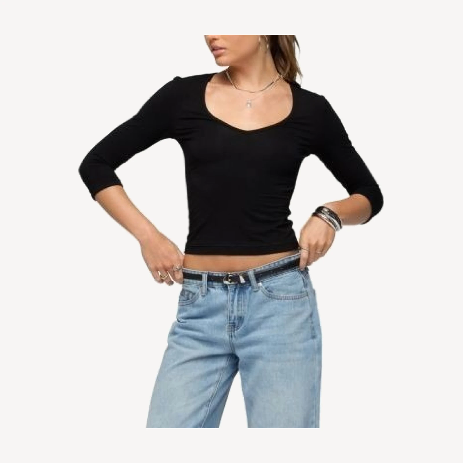 Edikted Jamila Three-Quarter Sleeve Top