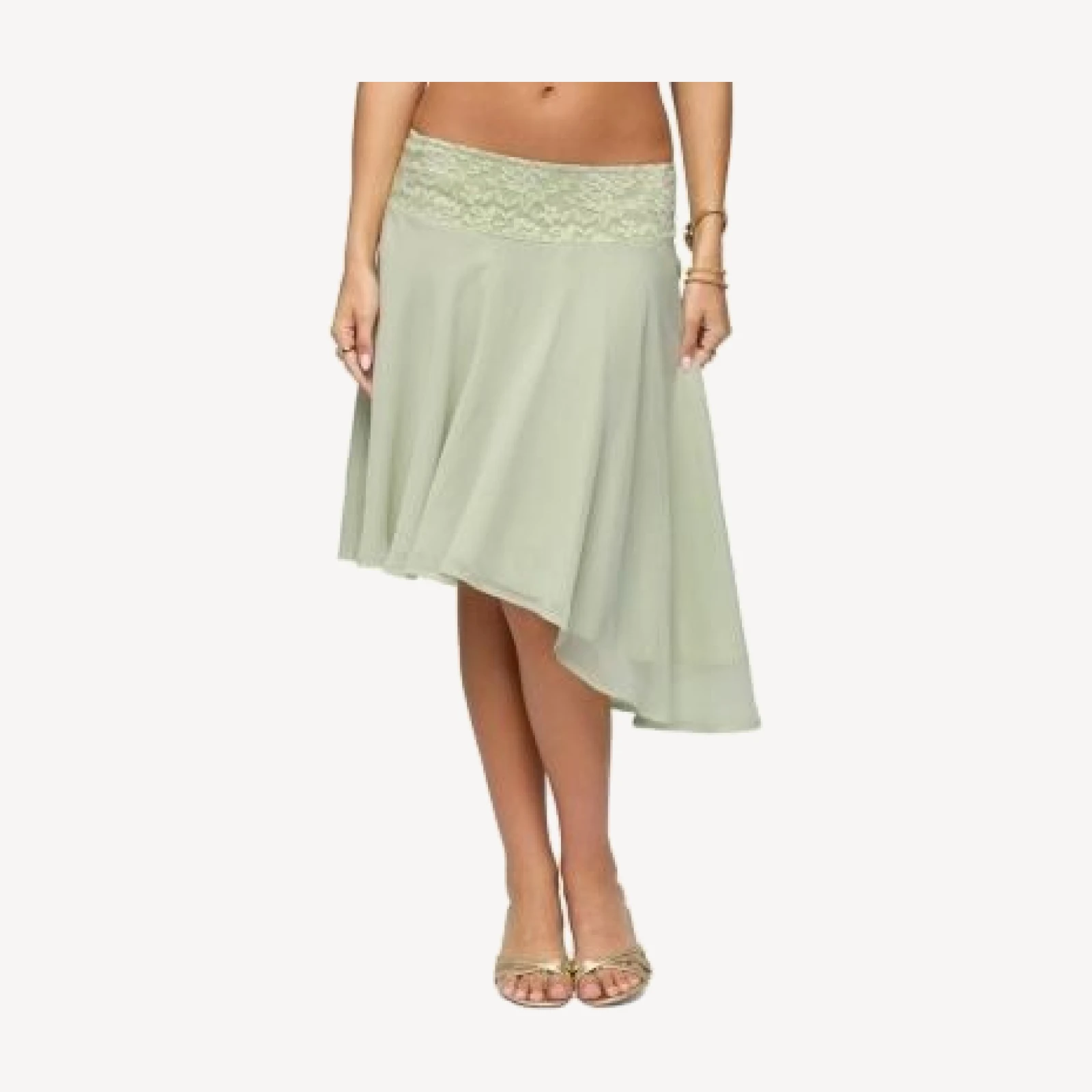 Edikted Evia Lacey Asymmetric Midi Skirt