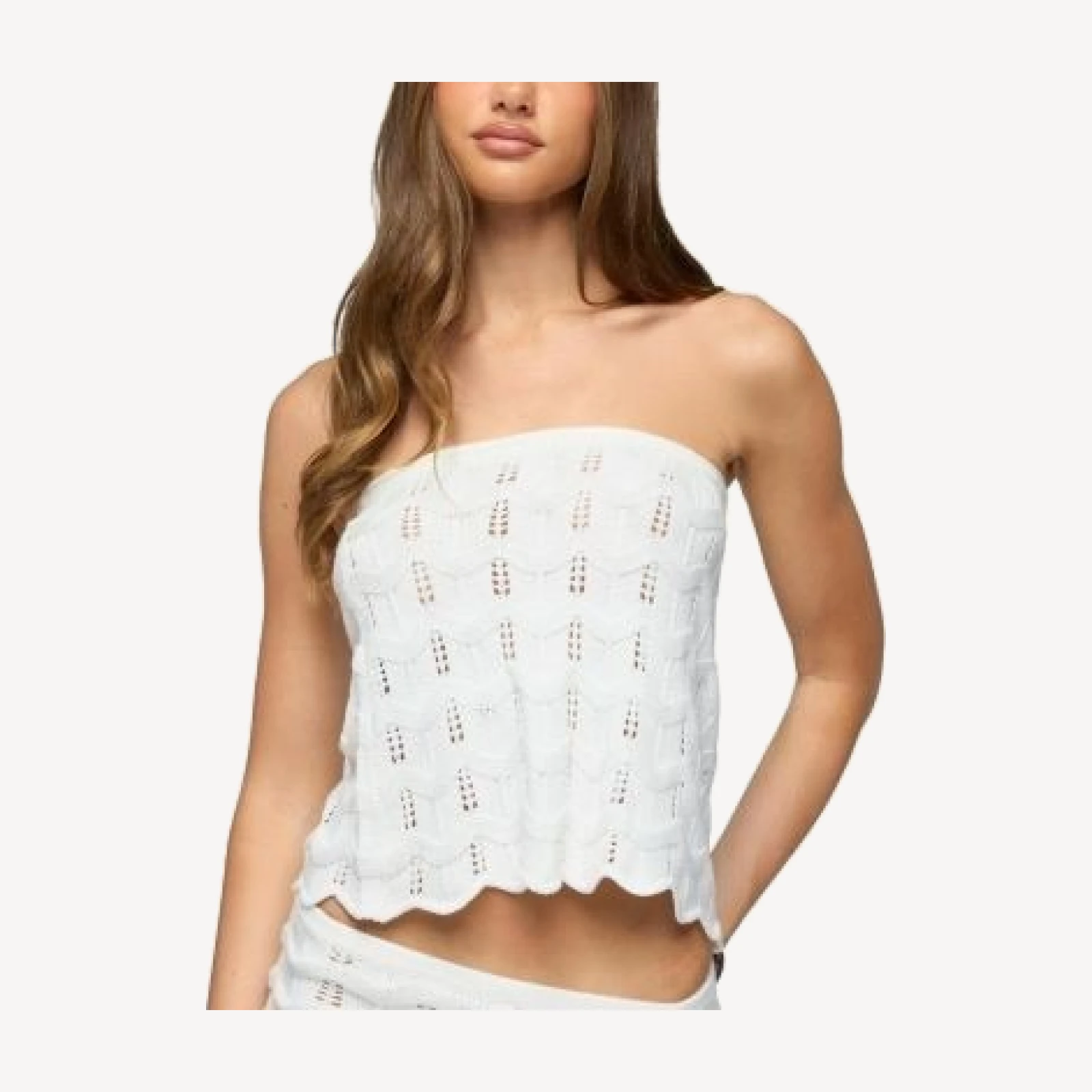 Edikted Isola Strapless Crochet Top
