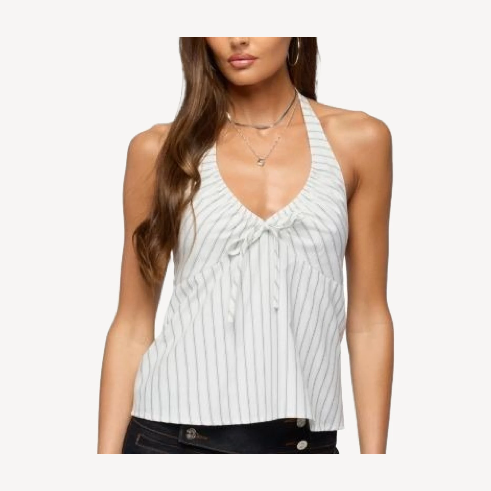 Edikted Breya Striped Babydoll Halter Top