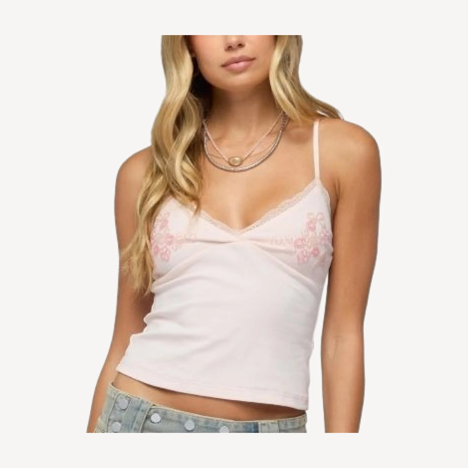 Edikted Arwen Lacey Beaded Tank Top