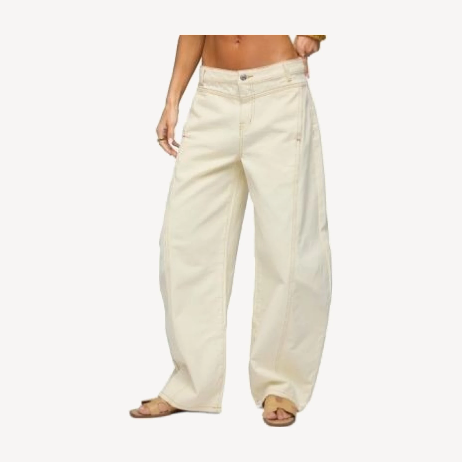 Edikted Gili Contrast Stitch Low Rise Barrel Jeans