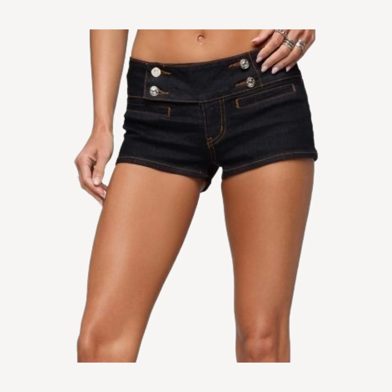 Edikted Cheney Low Rise Stretchy Denim Shorts