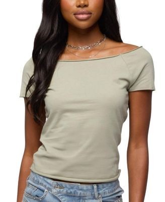 Edikted Kamalah Boat Neck Cotton T-Shirt