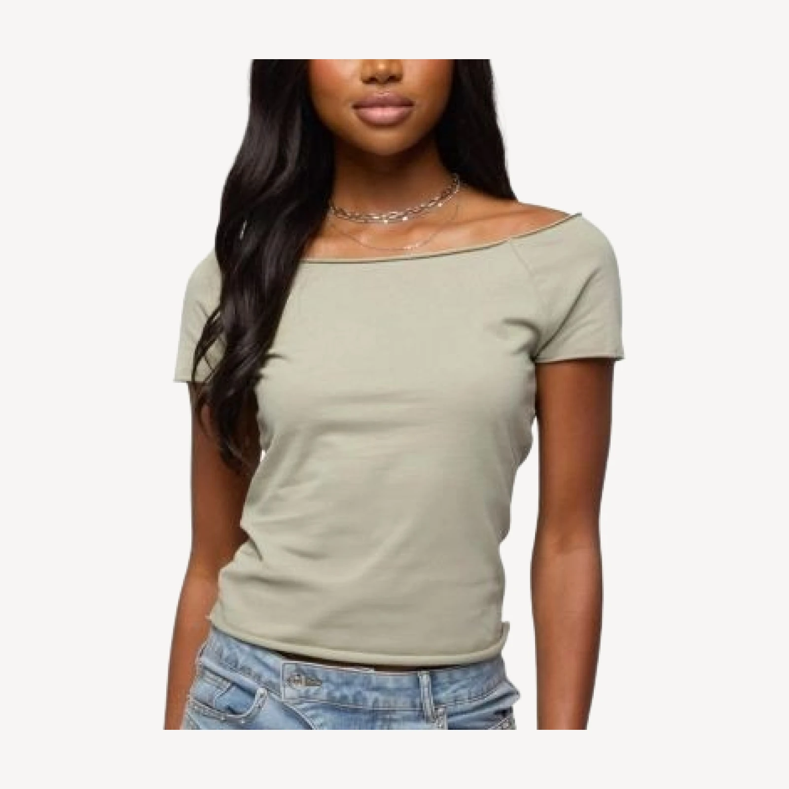 Edikted Kamalah Boat Neck Cotton T-Shirt
