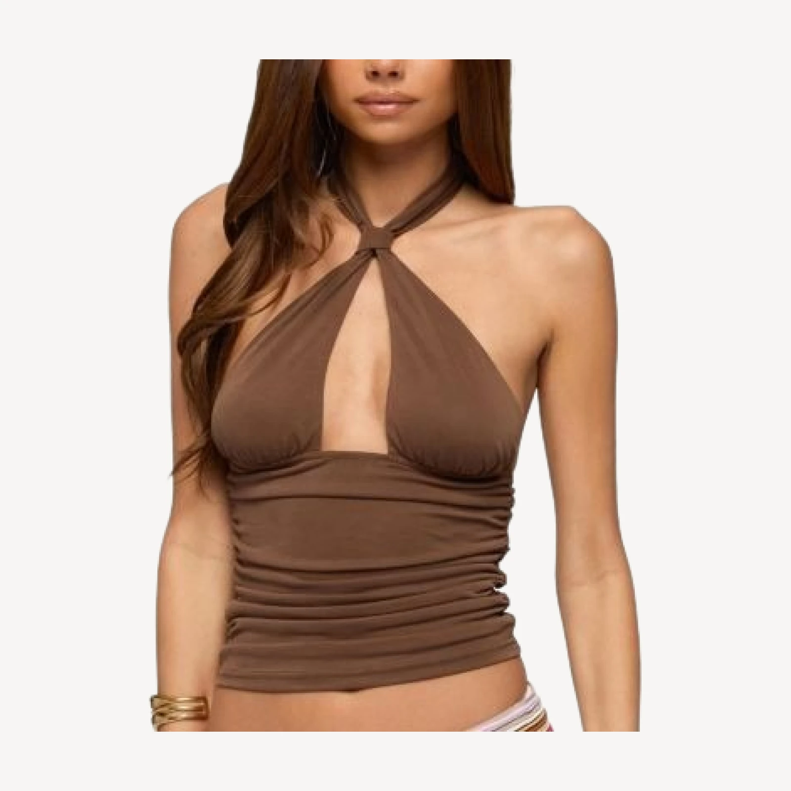 Edikted Surrey Knotted Cutout Halter Top