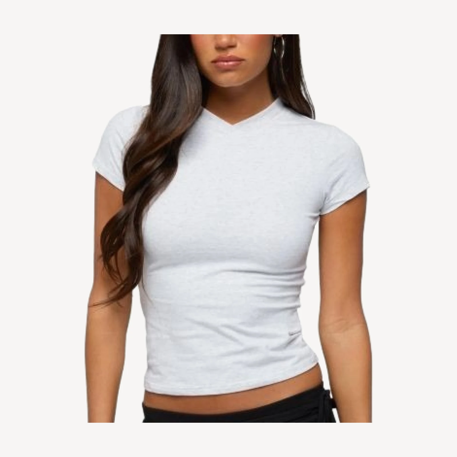 Edikted Aire High V Neck T Shirt