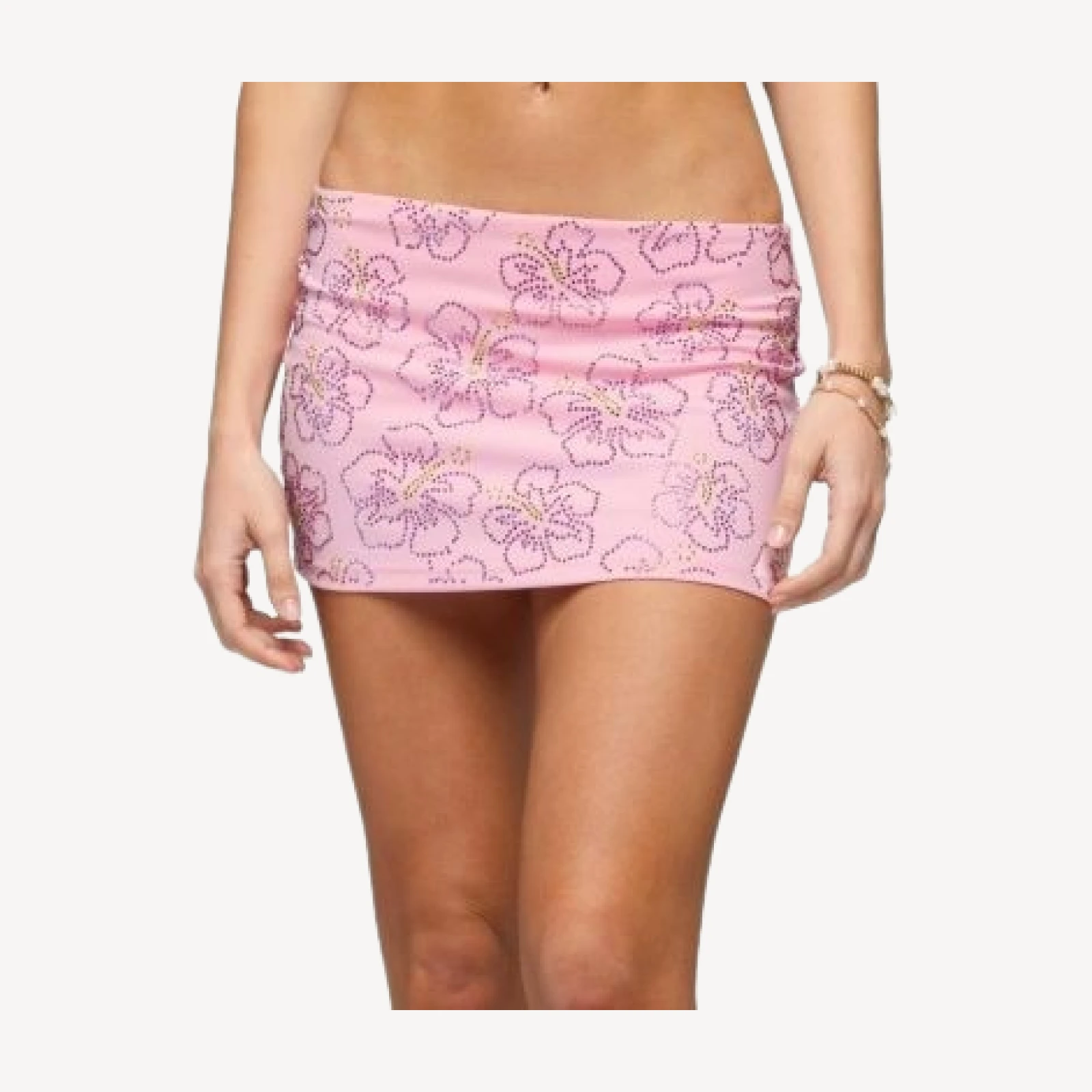 Edikted Rhinestone Hibiscus Mini Skort