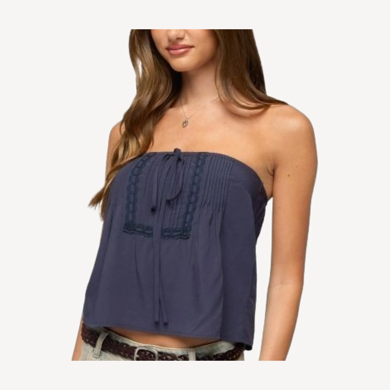 Edikted Joycee Tie Front Strapless Top