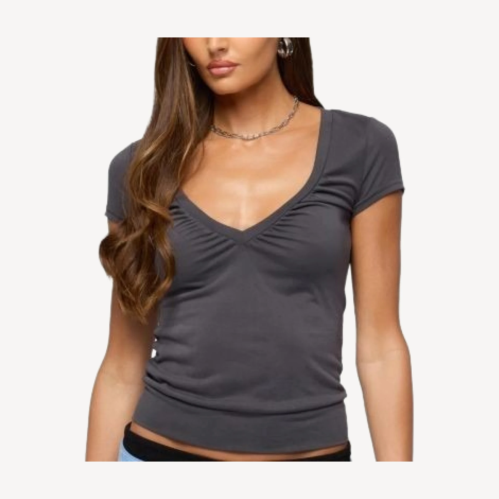 Edikted Arabel Gathered V Neck Top
