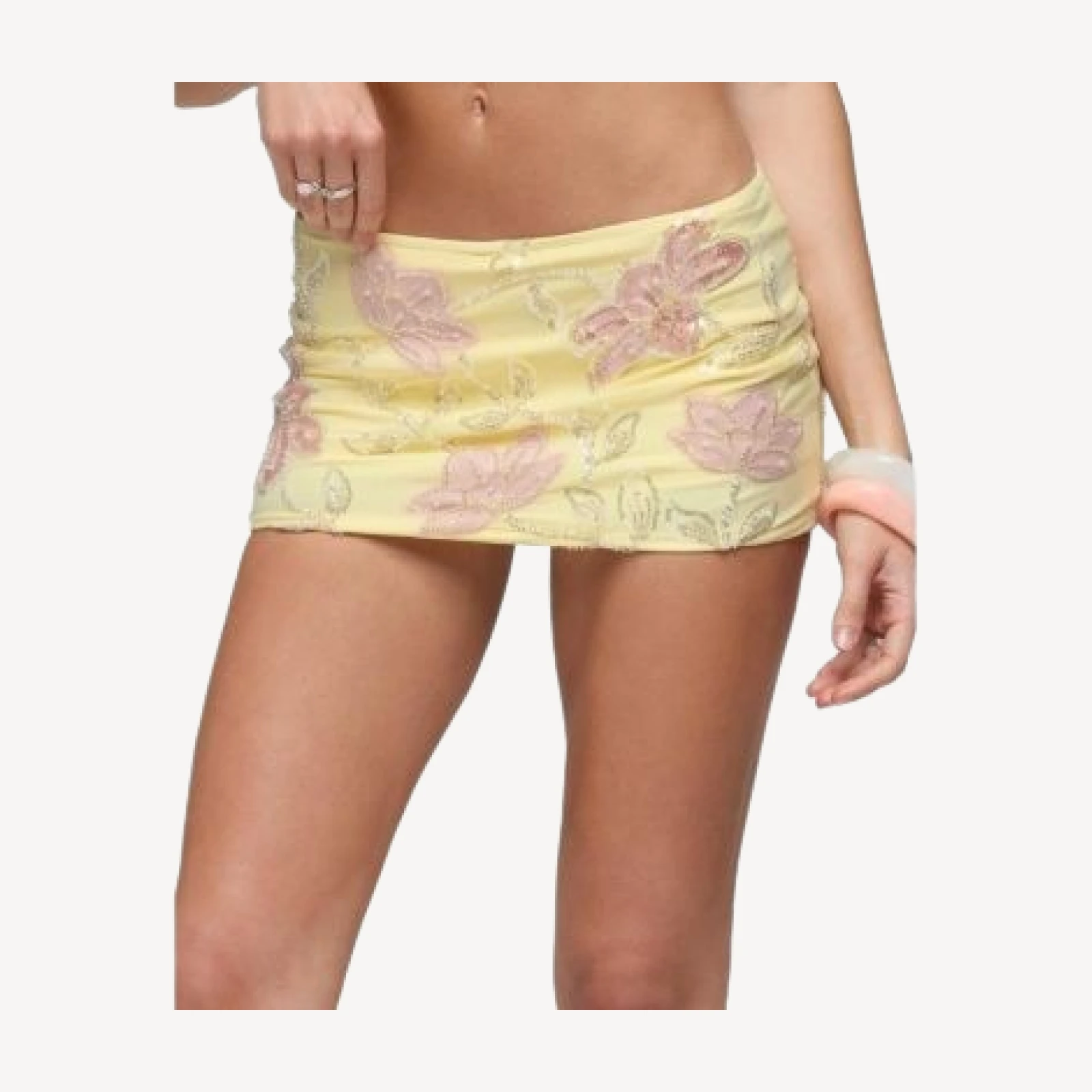 Edikted Mena Beaded Floral Mini Skort