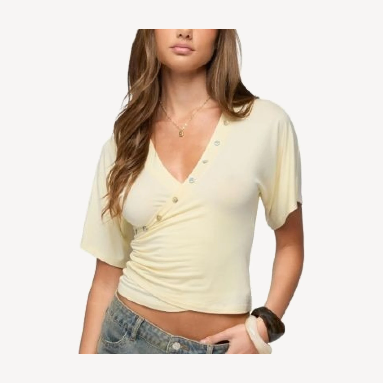 Edikted Sully Iridescent Button Wrapped Top