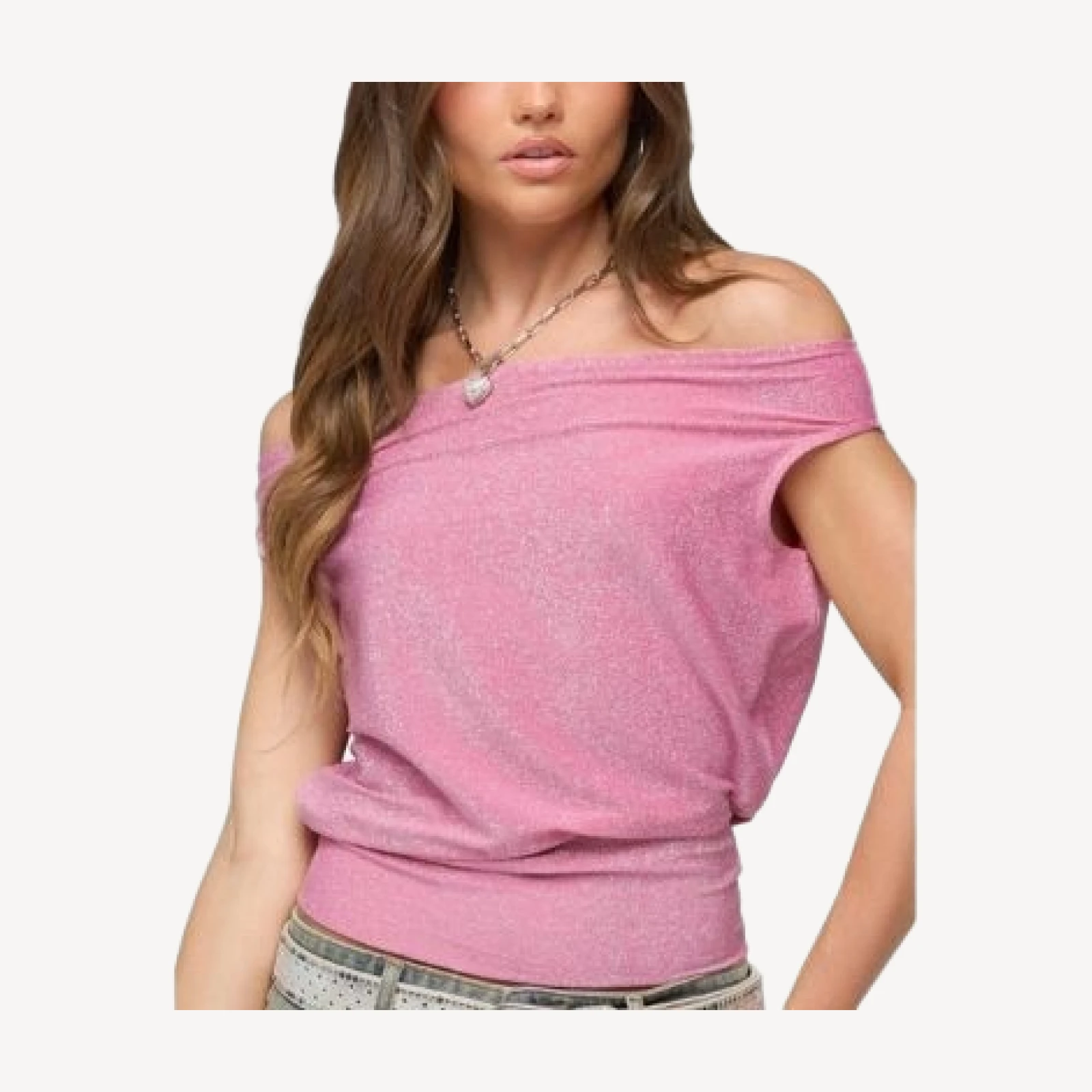 Edikted Nolah Metallic Off Shoulder Top