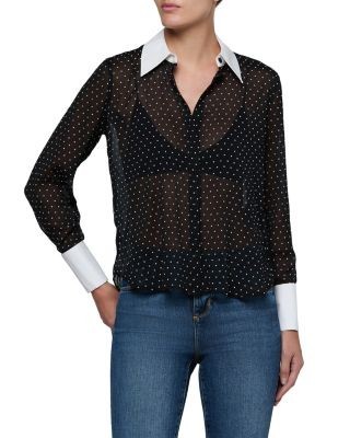 L'Agence Sona Contrast Trim Collared Blouse
