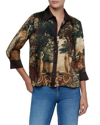 L'Agence Eulalie Placement Print Blouse
