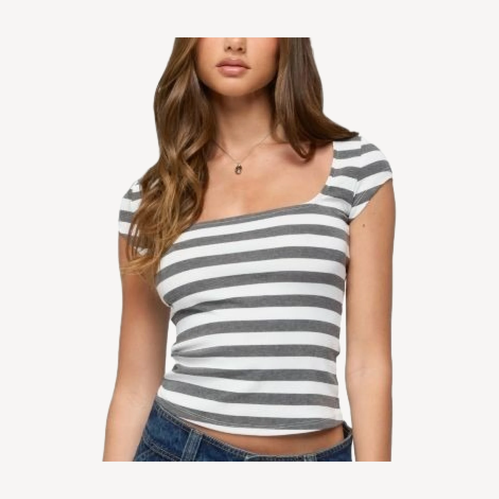 Edikted Letsha Striped Square Neck Top