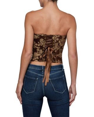 L'Agence Paulette Lace Up Strapless Corset Top