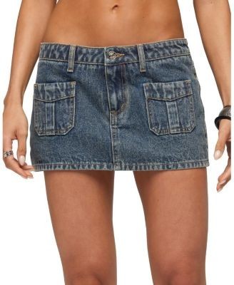 Edikted Ayala Washed Denim Micro Skort