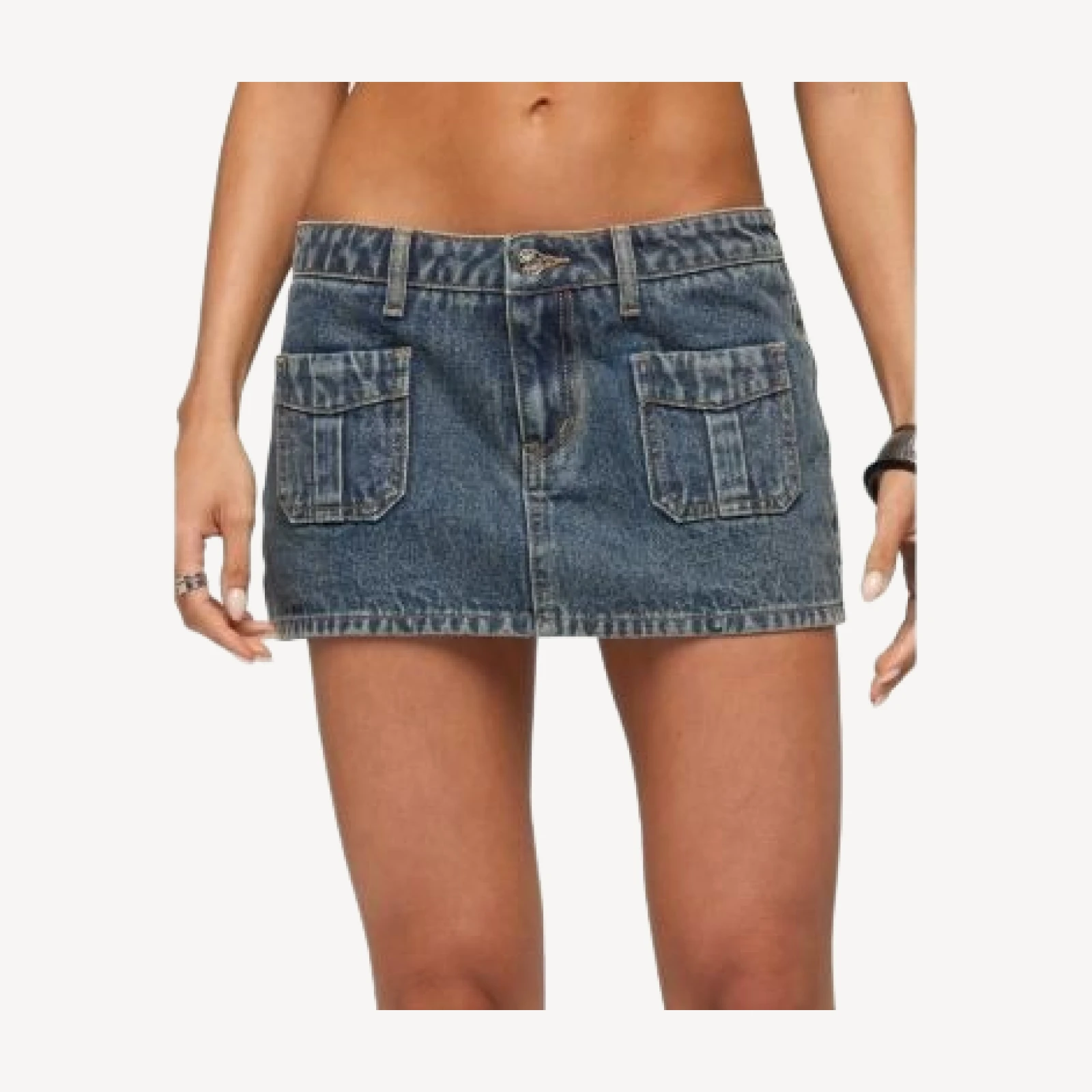 Edikted Ayala Washed Denim Micro Skort