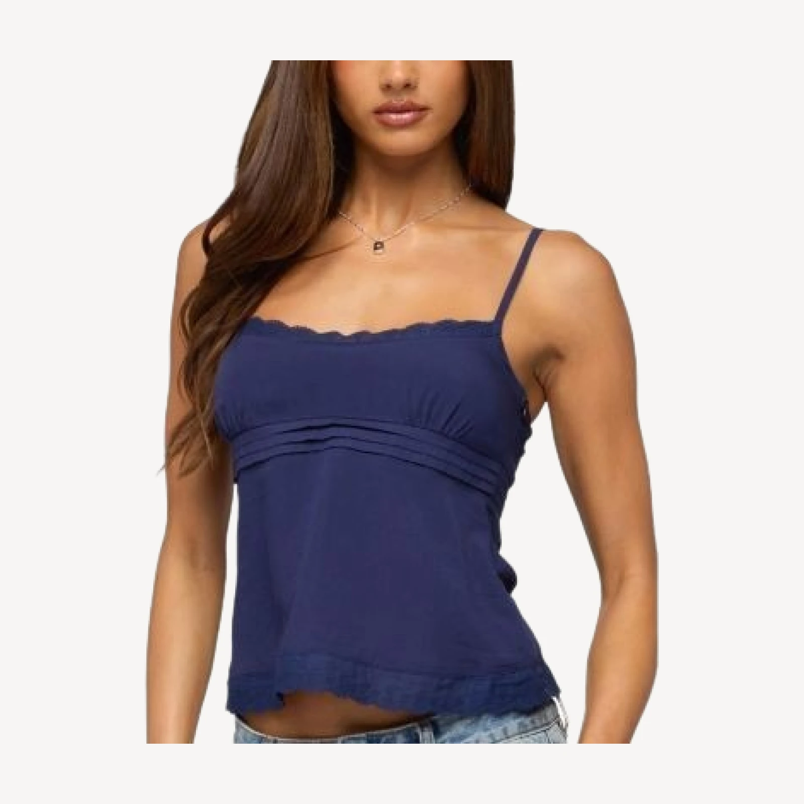 Edikted Michal Eyelet Babydoll Tank Top