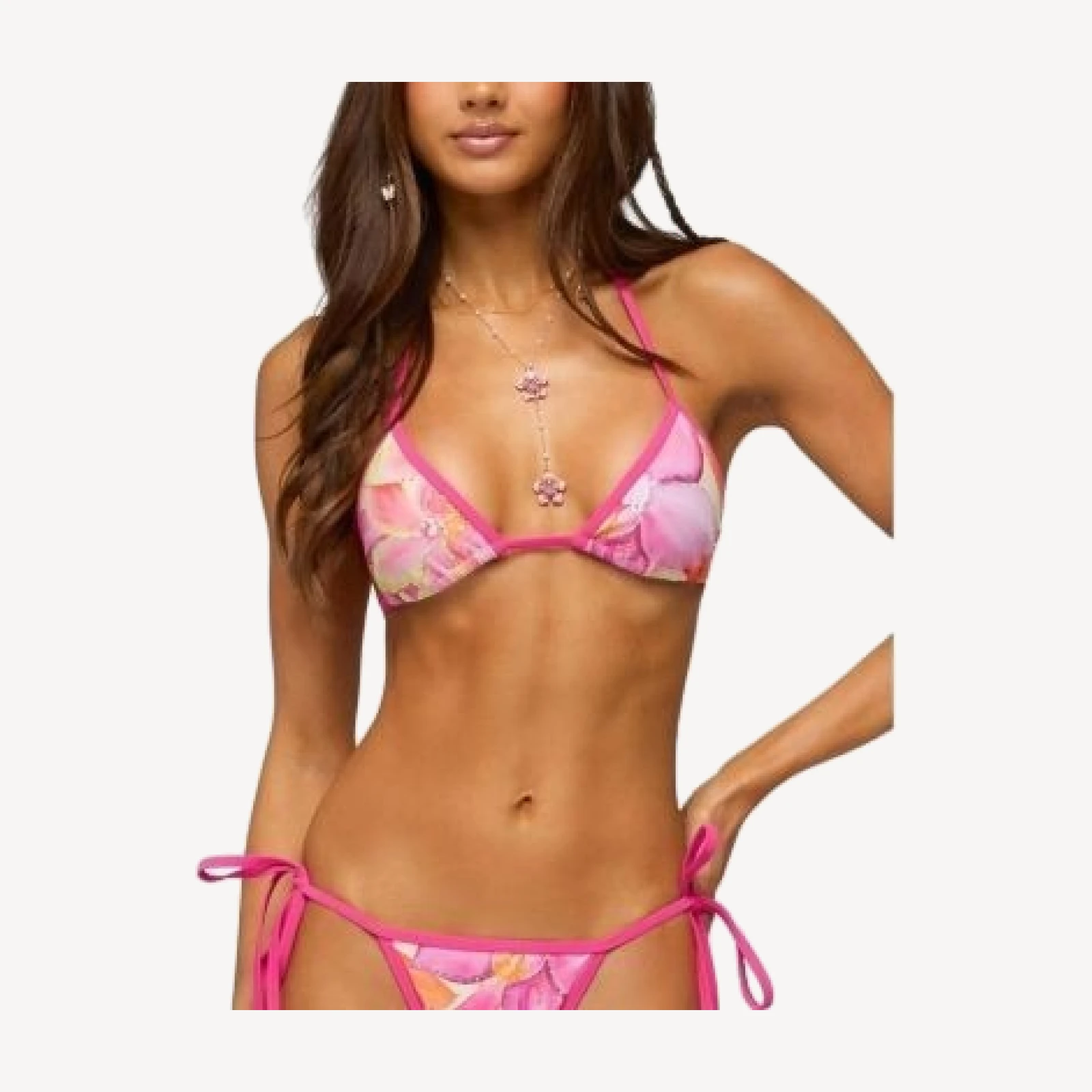 Edikted Hanai Floral Rhinstone Triangle Bikini Top