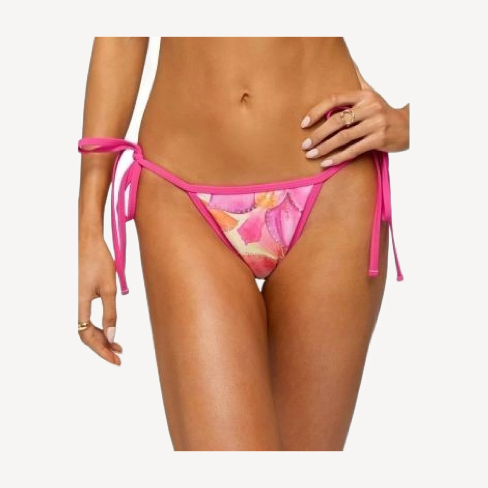 Edikted Hanai Floral Rhinstone String Bikini Bottom
