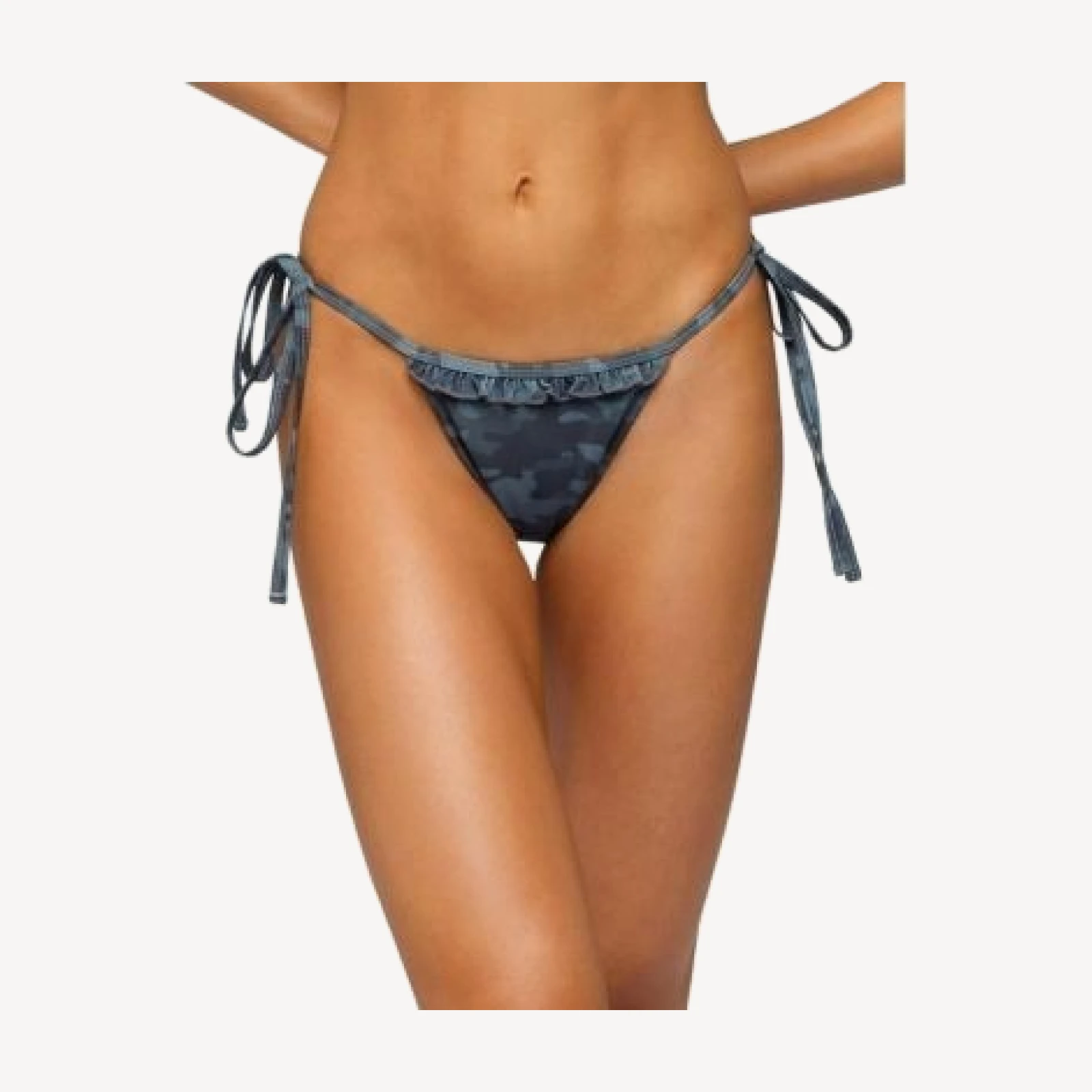 Edikted Aviah Ruffle Camo String Bikini Bottom