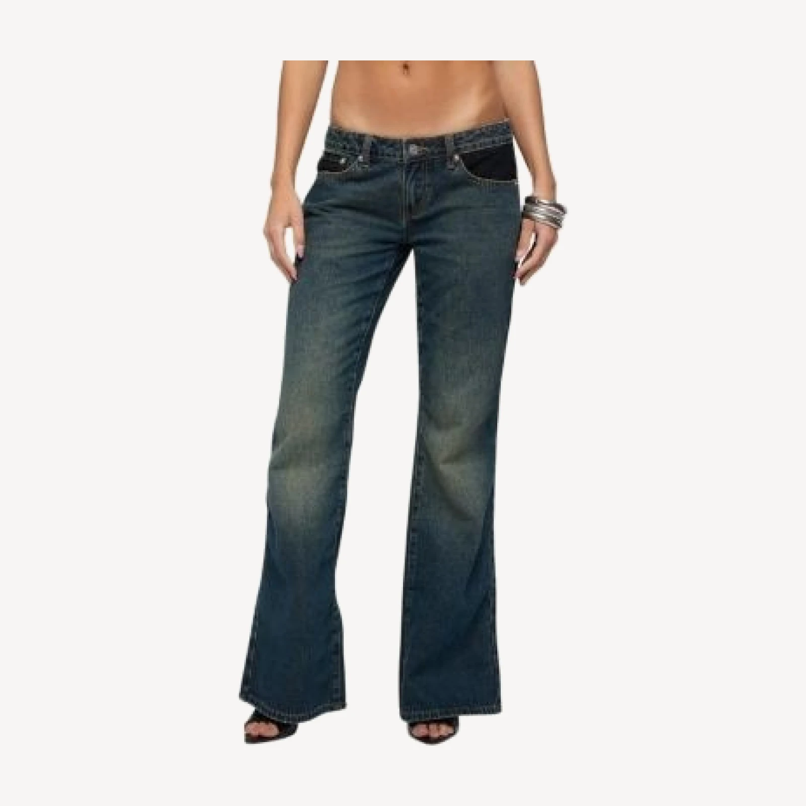 Edikted Tatem Lacey Low Rise Flared Jeans