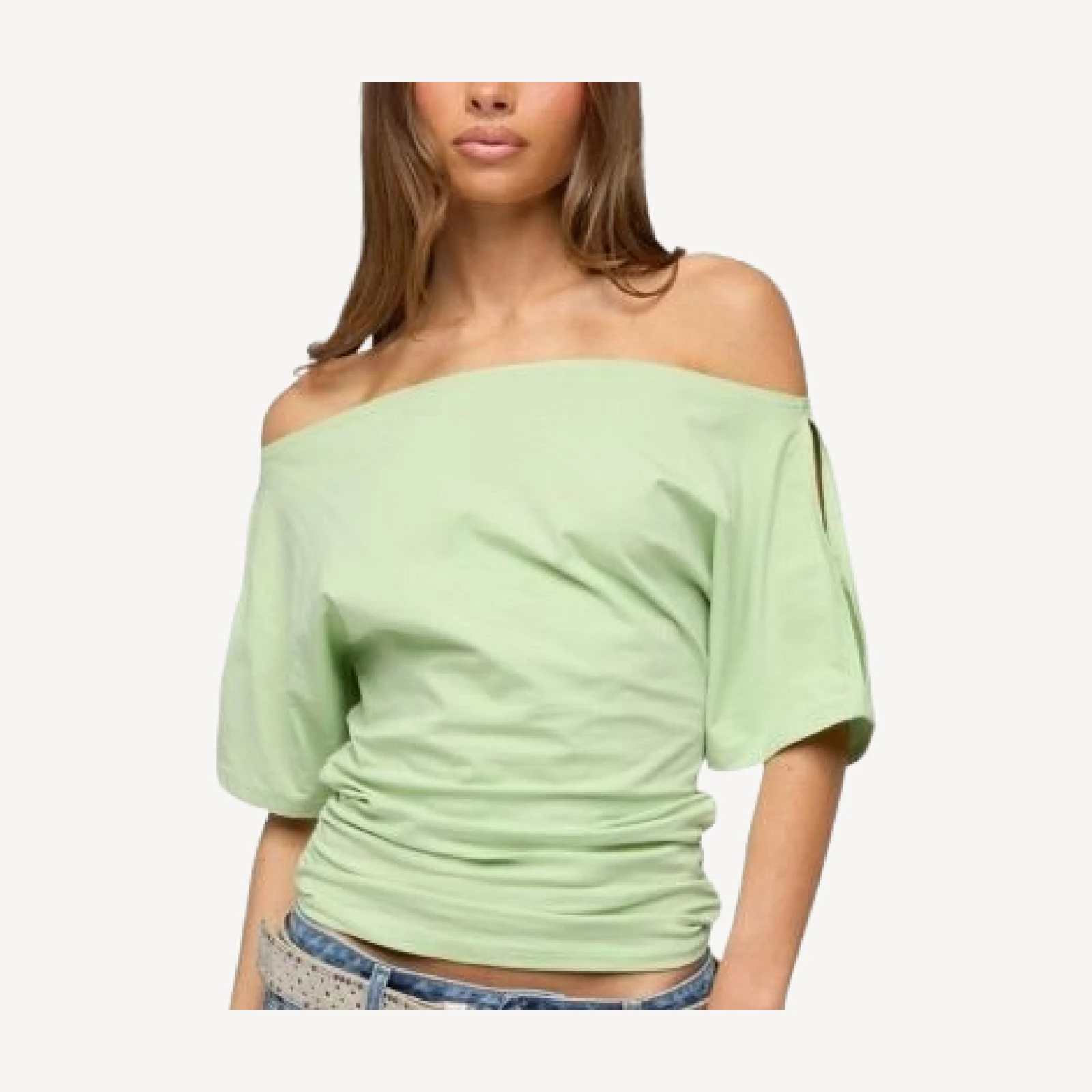 Edikted Feng Ruched Off Shoulder Cutout Top