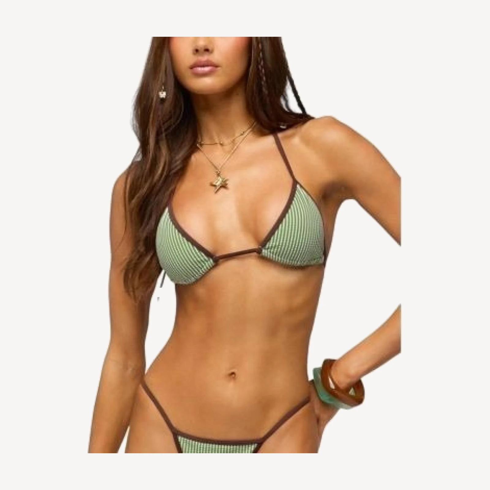 Edikted Vale Striped Triangle Bikini Top
