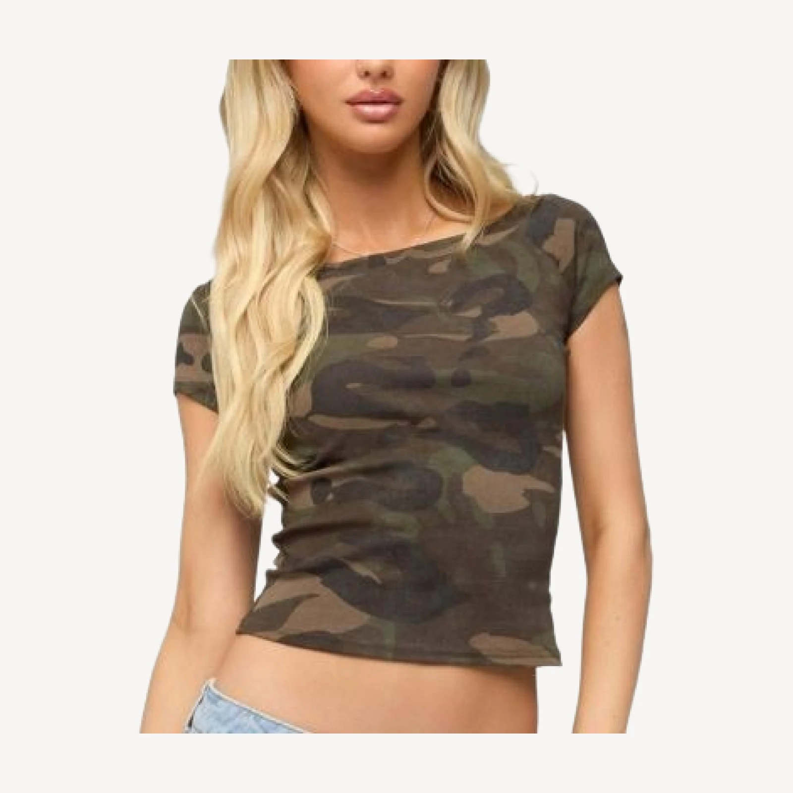 Edikted Lumielle Camo Boat Neck Top