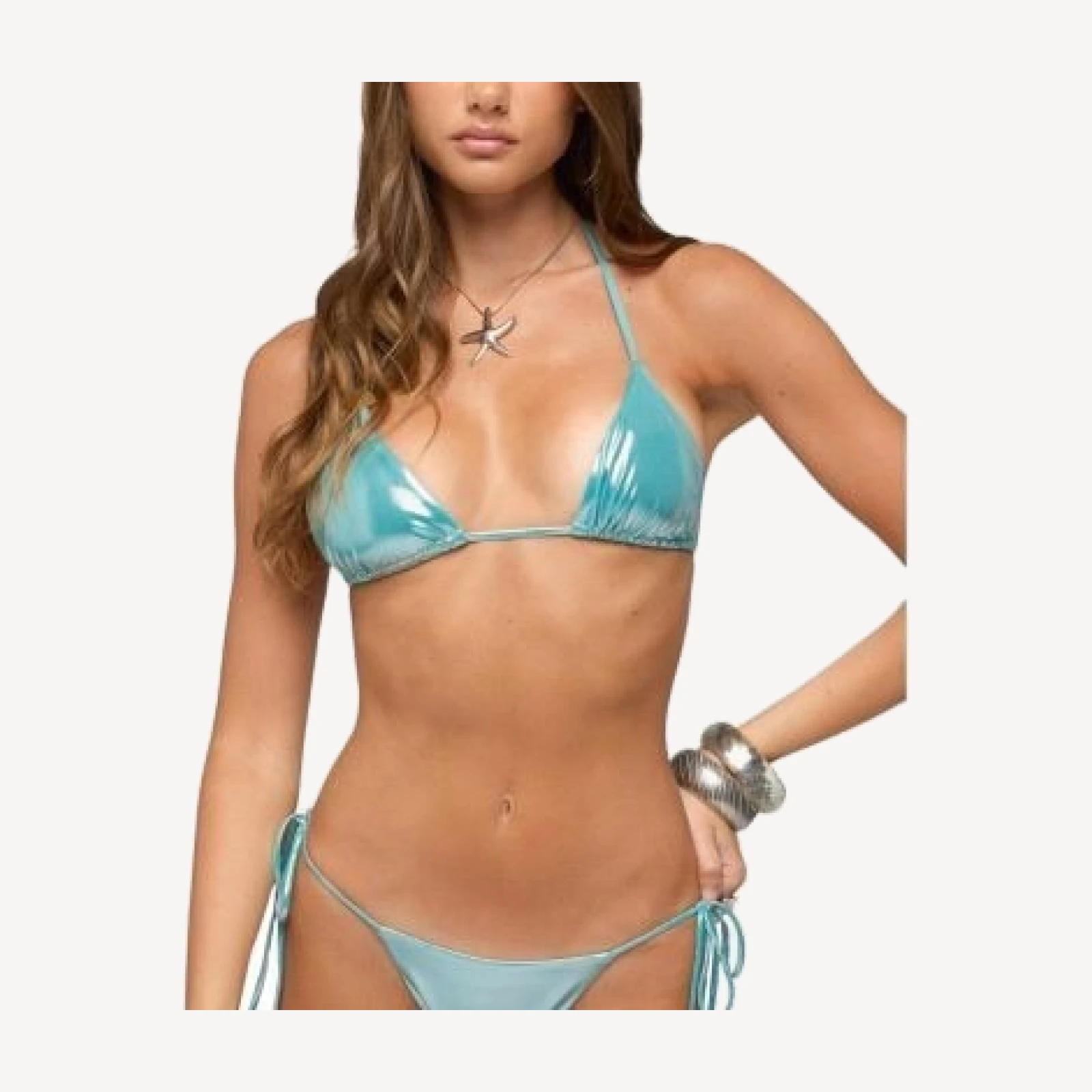 Edikted Seffey Metallic Triangle Bikini Top