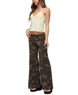 Edikted Lumielle Camo Wide Leg Foldover Pants