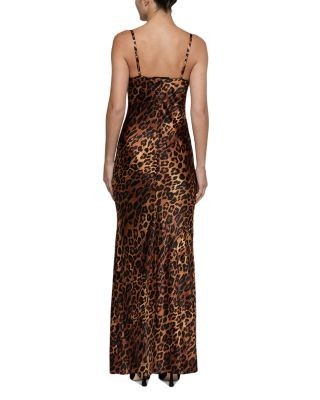 L'Agence Sayla Bias Cut Leopard Print Silk Maxi Dress
