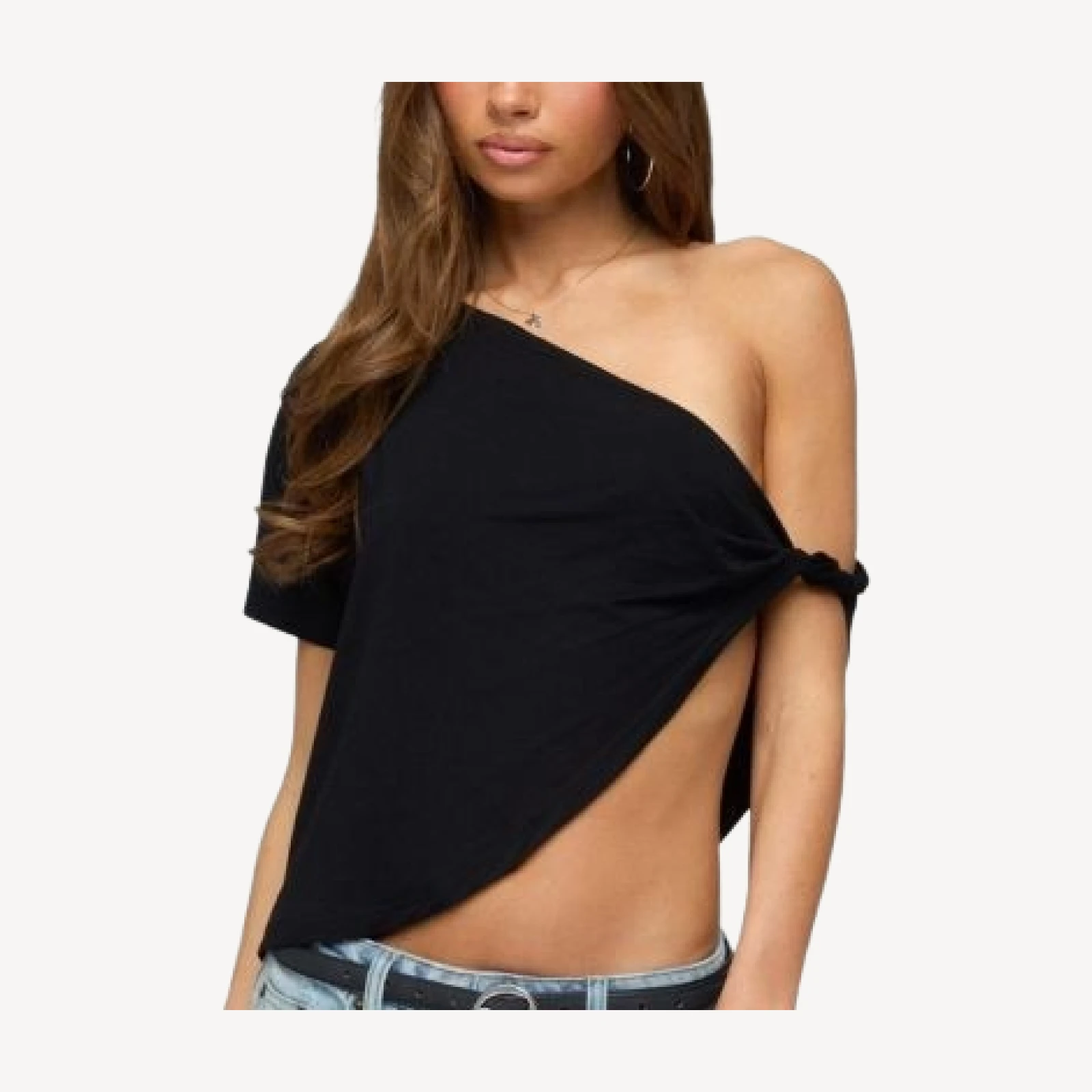 Edikted Asymmetric Twisted Off Shoulder Top