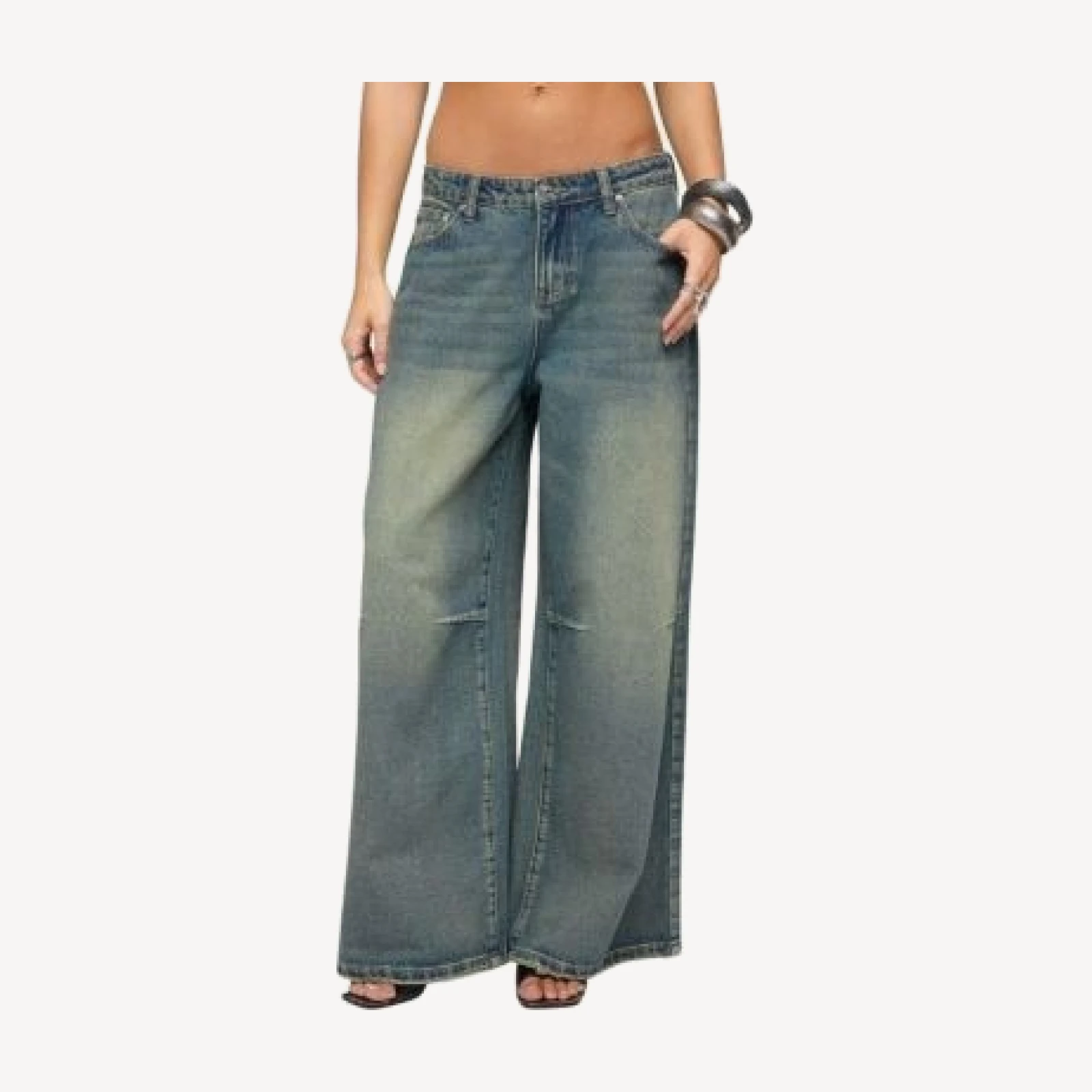 Edikted Adjustable Button Low Rise Baggy Jeans