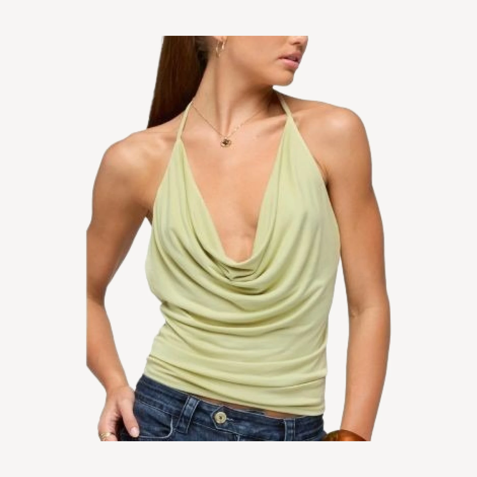 Edikted Solena Backless Chain Cowl Neck Top