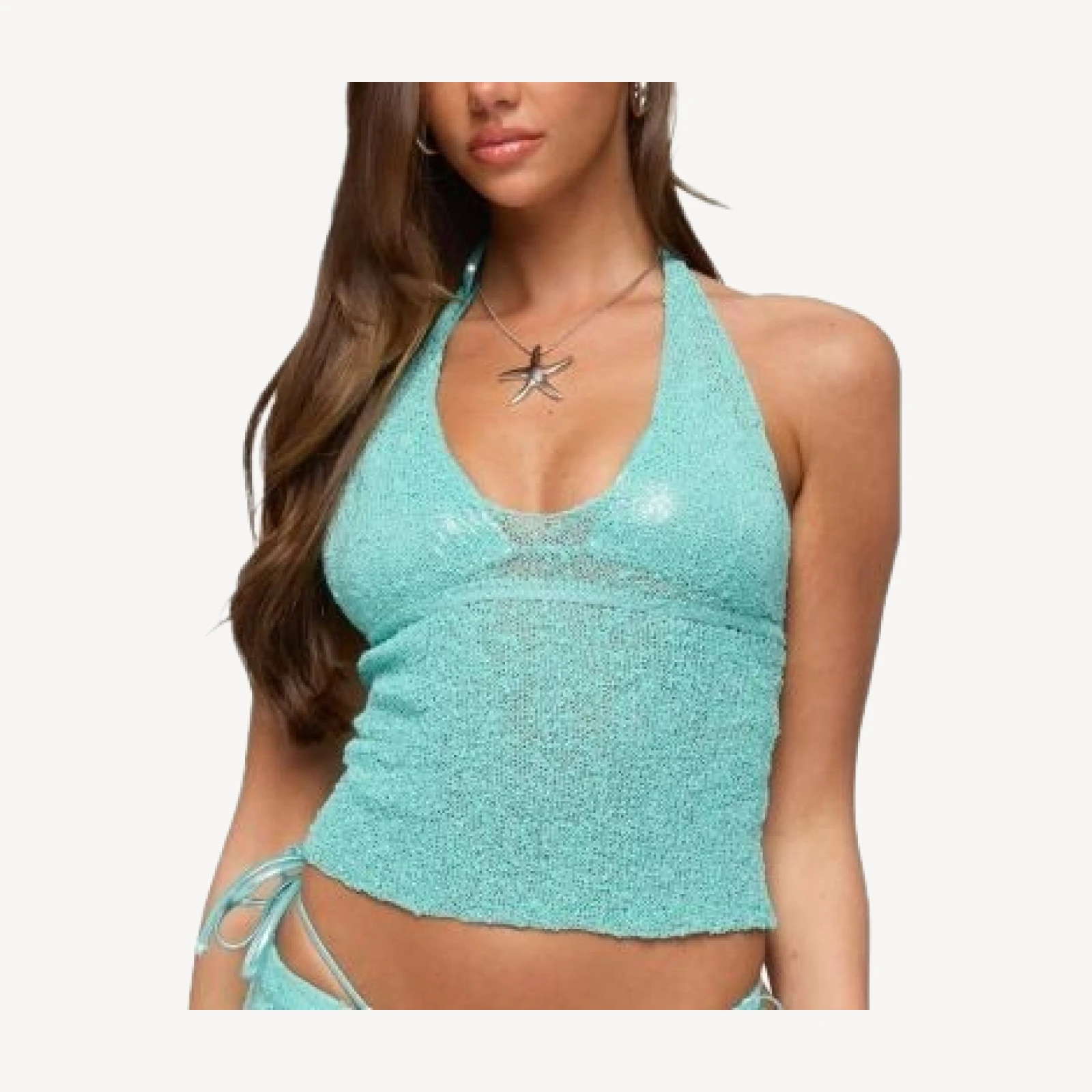 Edikted Bena Textured Knit Halter Top