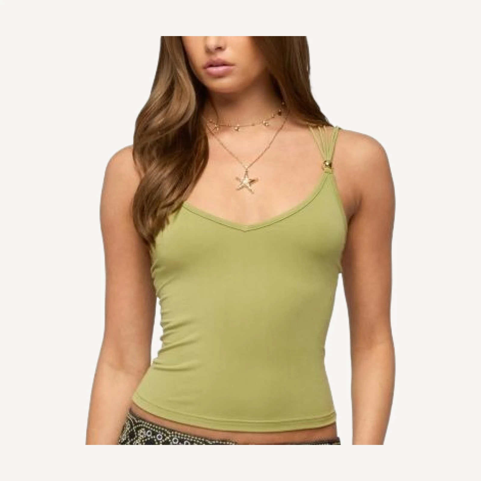 Edikted Vinney Strappy Bead V Neck Top